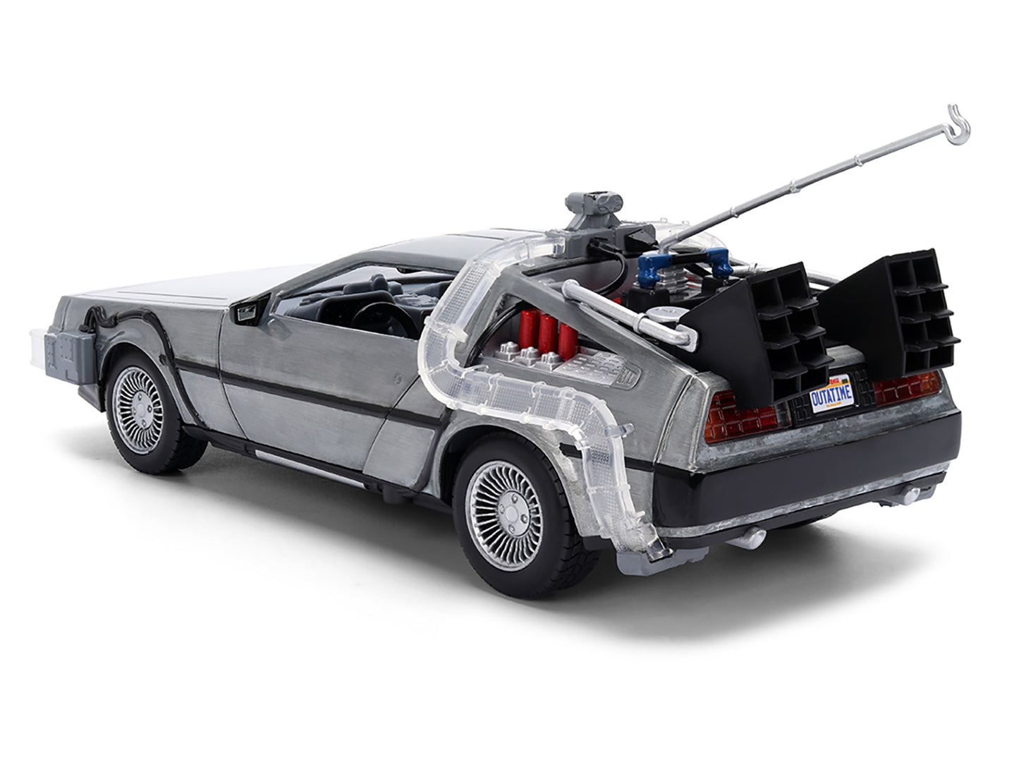 DeLorean Brushed Metal Time Machine with Lights "Back to the Future" (1985) Movie "40th Anniversary" Special Packaging "Hollywood Rides" Series 1/24 Diecast Model Car by Jada <h2>DeLorean Jada</h2> <p