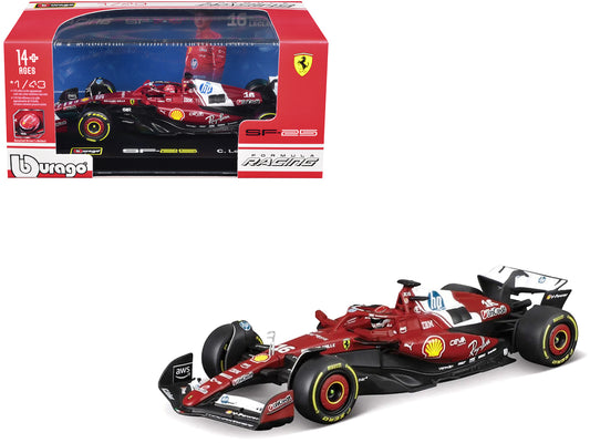 Ferrari SF-25 #16 Charles Leclerc Formula One F1 "World Championship" (2025) with Display Case 1/43 T&y Diecast Model Car by Bburago