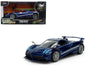 Pagani Huayra Roadster BC Blue Metallic with White Stripes "Fast X" (2023) Movie "Fast & Furious 25th Anniversary" Series 1/32 Diecast Model Car by Jada