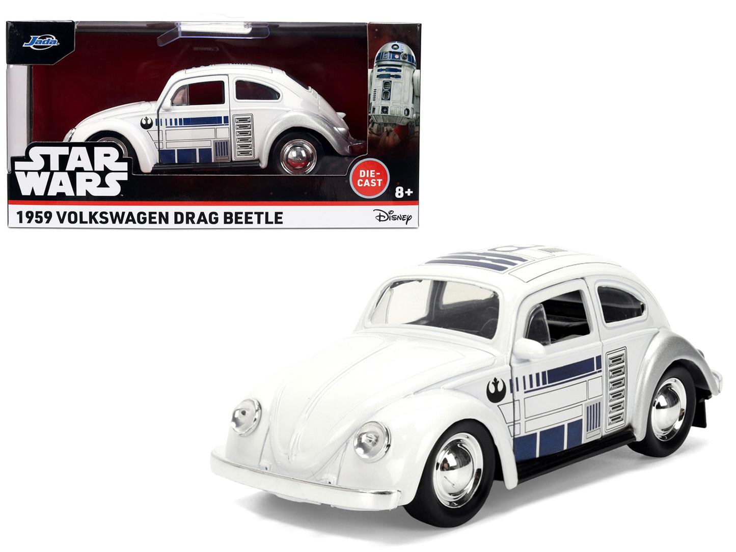 1959 Volkswagen Beetle "R2-D2" Livery White with Graphics "Star Wars" Franchise "Hollywood Rides" Series 1/32 Diecast Model Car by Jada <h2>1959 Jada</h2> <p>High-quality perfect for collectors and en