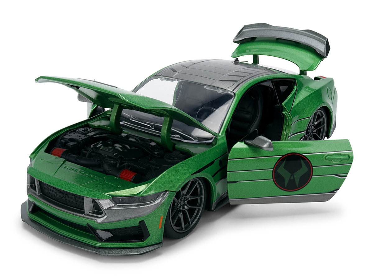 2024 Ford Mustang Dark Horse Green Metallic Gray 1/24 Scale Figure Set - Jada