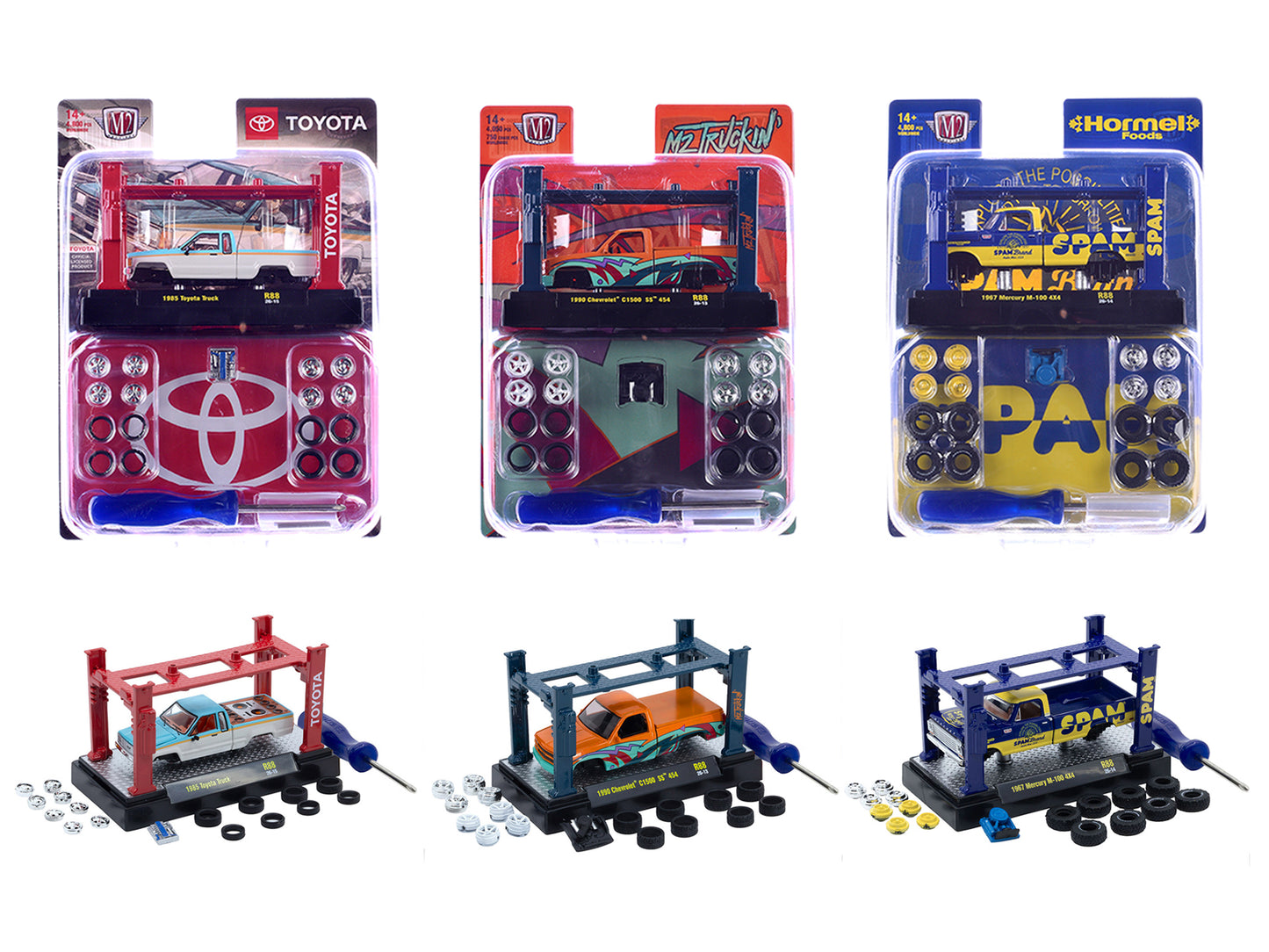 Model Kit 3 piece Car Set Release #88 Limited Edition to 4800 pieces Worldwide 1/64 T&y Diecast Models by M2 Machines