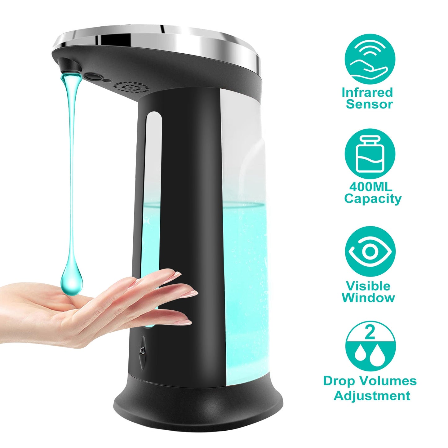 Automatic Soap Dispenser 400Ml/16.9Oz Anti-Slip Sensor Refillable Hand Gel Desk