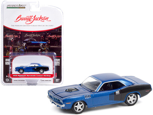 1970 Plymouth Barracuda Custom Hardtop Blue 1/64 Diecast Model Car - Greenlight