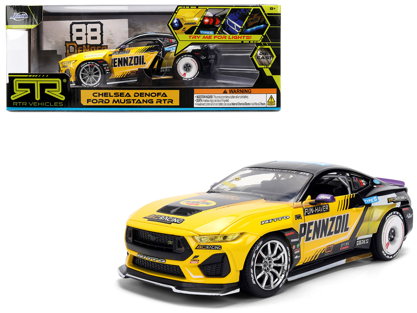 Ford Mustang RTR #88 Chelsea Denofa "Pennzoil" "Formula Drift PRO Championship" (2025) with Lights "RTR Vehicles" Series 1/24 Diecast Model Car by Jada <h2>Ford Jada</h2> <p>High-quality perfect for c