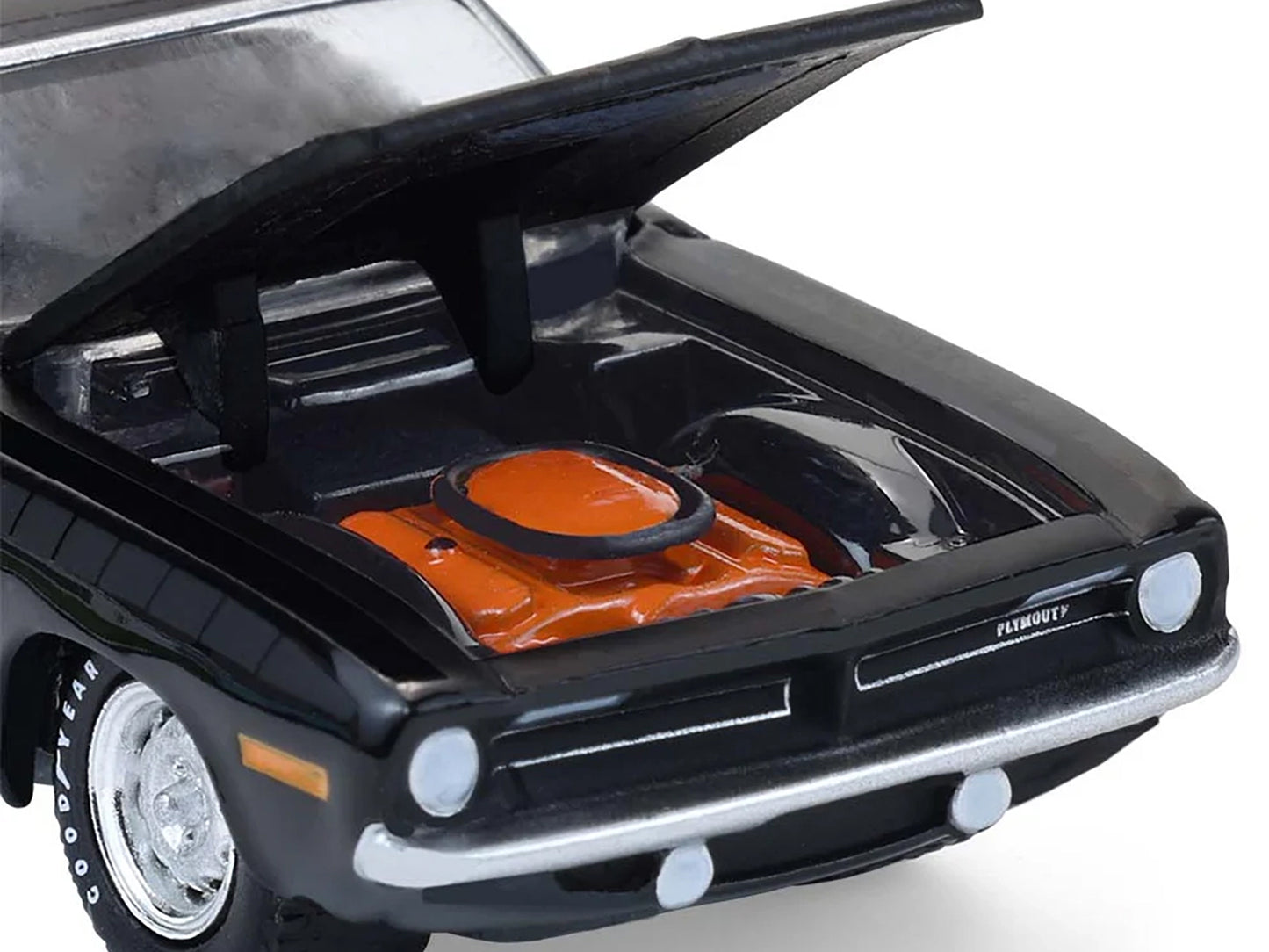 GreenLight 1970 Plymouth 'Cuda AAR Black with Gray Stripes "Barrett-Jackson" Series 16 1/64 Diecast Model Car by <h2>1970 Greenlight</h2> <p>High-quality perfect for collectors and enthusiasts. Featur