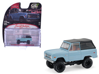 GreenLight 1972 Ford Bronco Custom SUV Light Blue with Black Top "Barrett-Jackson" Series 16 1/64 Diecast Model Car by <h2>1972 Greenlight</h2> <p>High-quality perfect for collectors and enthusiasts.