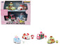"Hello Kitty and Friends" Set of 4 T&y Diecast Figures and Cars "Hollywood Rides" Series T&y Diecast models by Jada