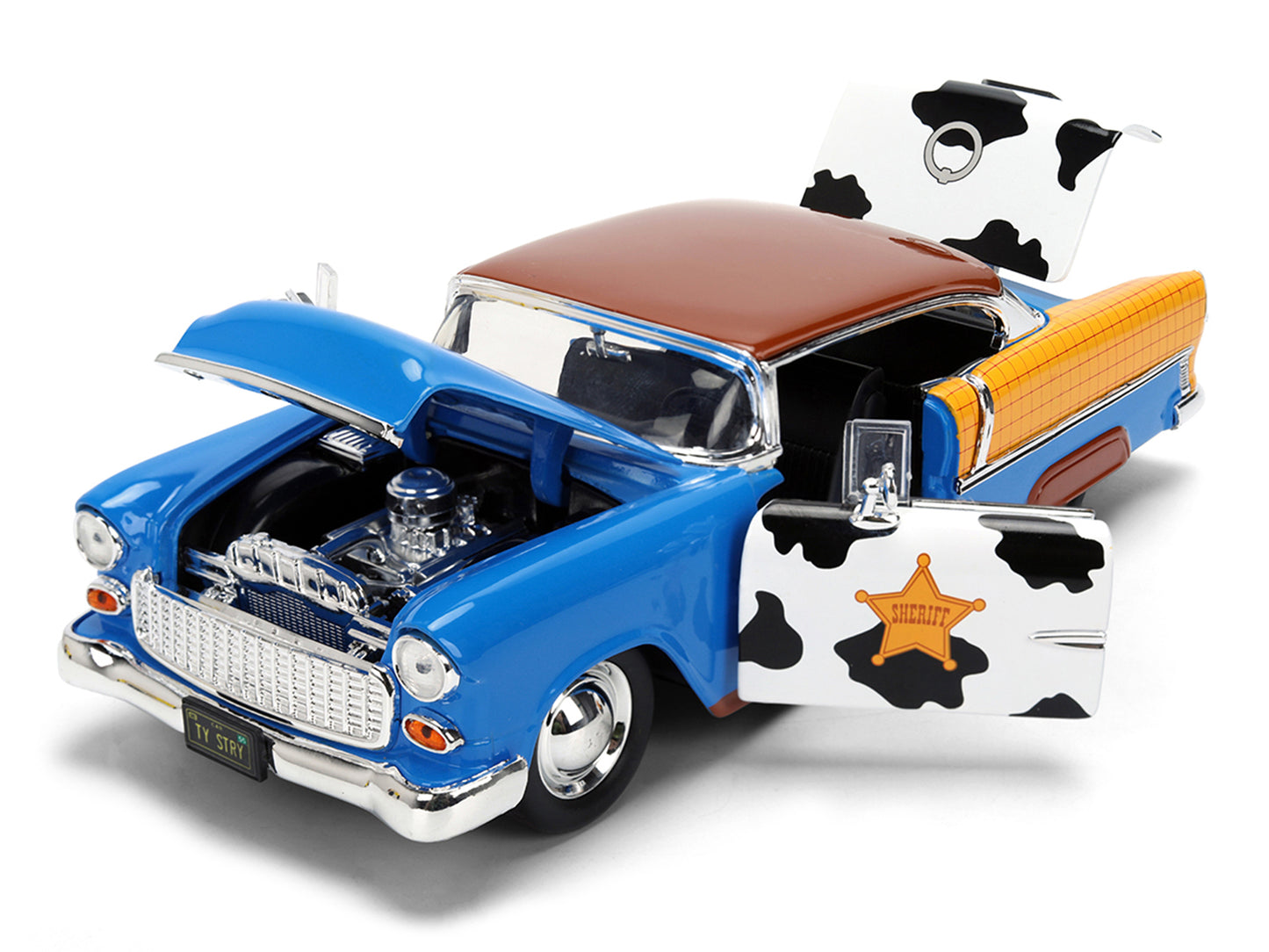 1955 Chevrolet Bel Air Blue with Graphics and Woody Diecast Figure "Toy Story" Franchise "Hollywood Rides" Series 1/24 Model Car by Jada <h2>1955 Jada</h2> <p>High-quality perfect for collectors enthu