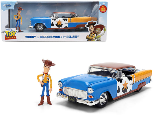 1955 Chevrolet Bel Air Blue with Graphics and Woody Diecast Figure "Toy Story" Franchise "Hollywood Rides" Series 1/24 Model Car by Jada <h2>1955 Jada</h2> <p>High-quality perfect for collectors enthu