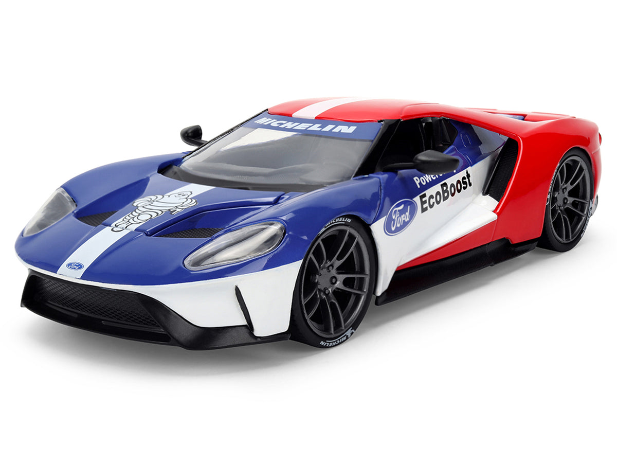 2017 Ford GT Blue Red White Stripes Michelin 1/24 Scale Figure Set - Jada