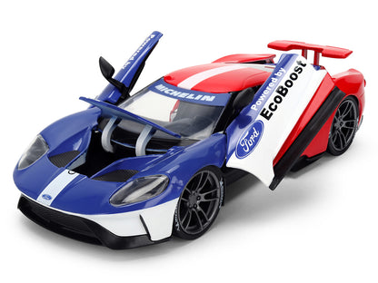 2017 Ford GT Blue Red White Stripes Michelin 1/24 Scale Figure Set - Jada