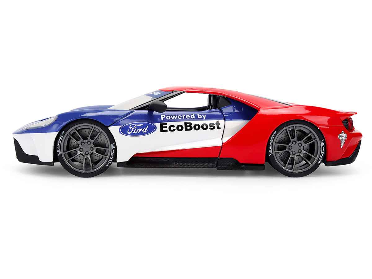 2017 Ford GT Blue Red White Stripes Michelin 1/24 Scale Figure Set - Jada