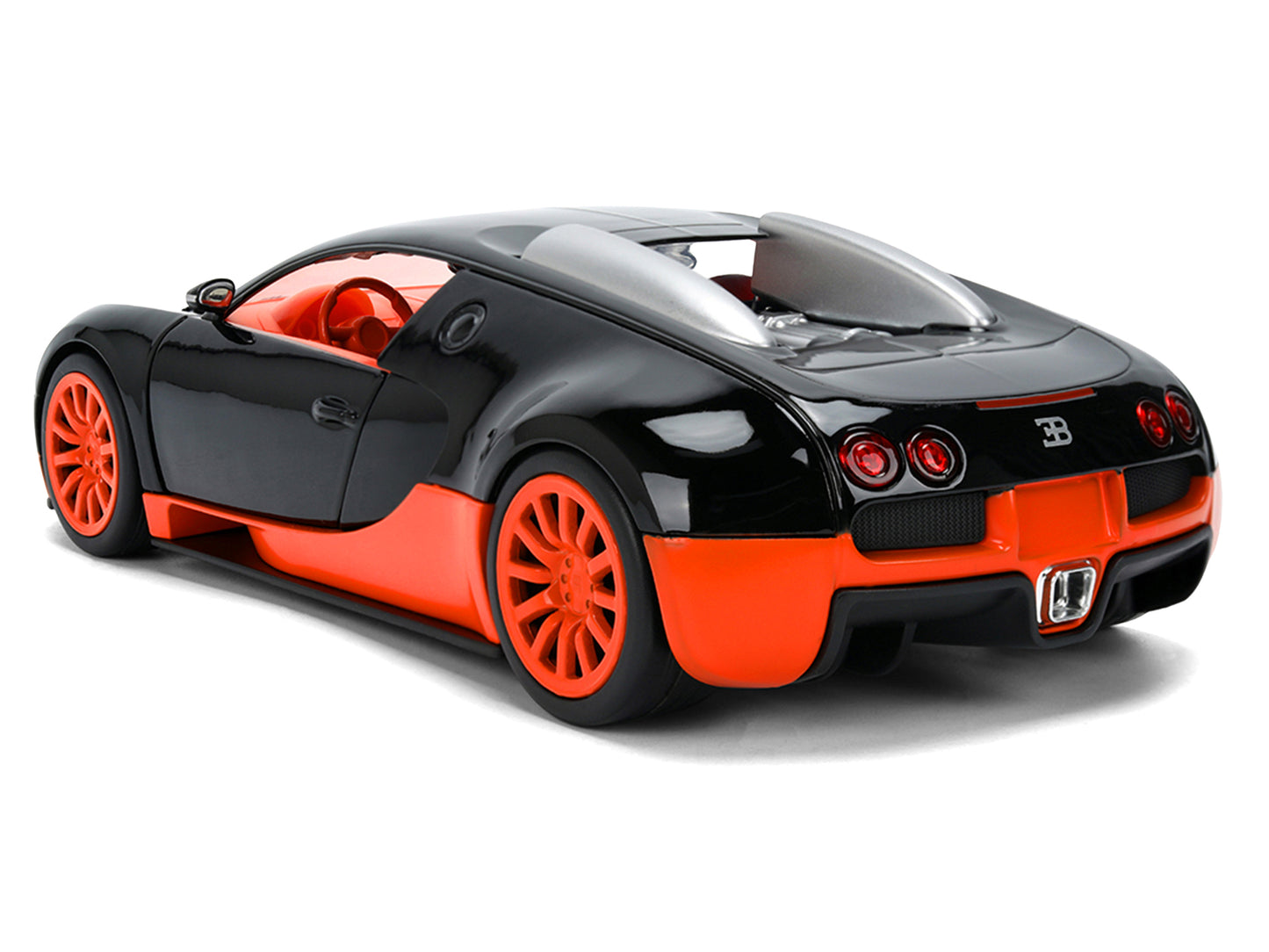 2011 Bugatti Veyron Black with Orange Accents and Orange Interior "Hyper-Spec" Series 1/24 Diecast Model Car by Jada
