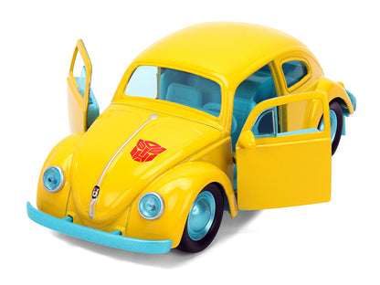 Volkswagen Beetle Yellow Blue Interior 1/32 Diecast Model Car - Jada