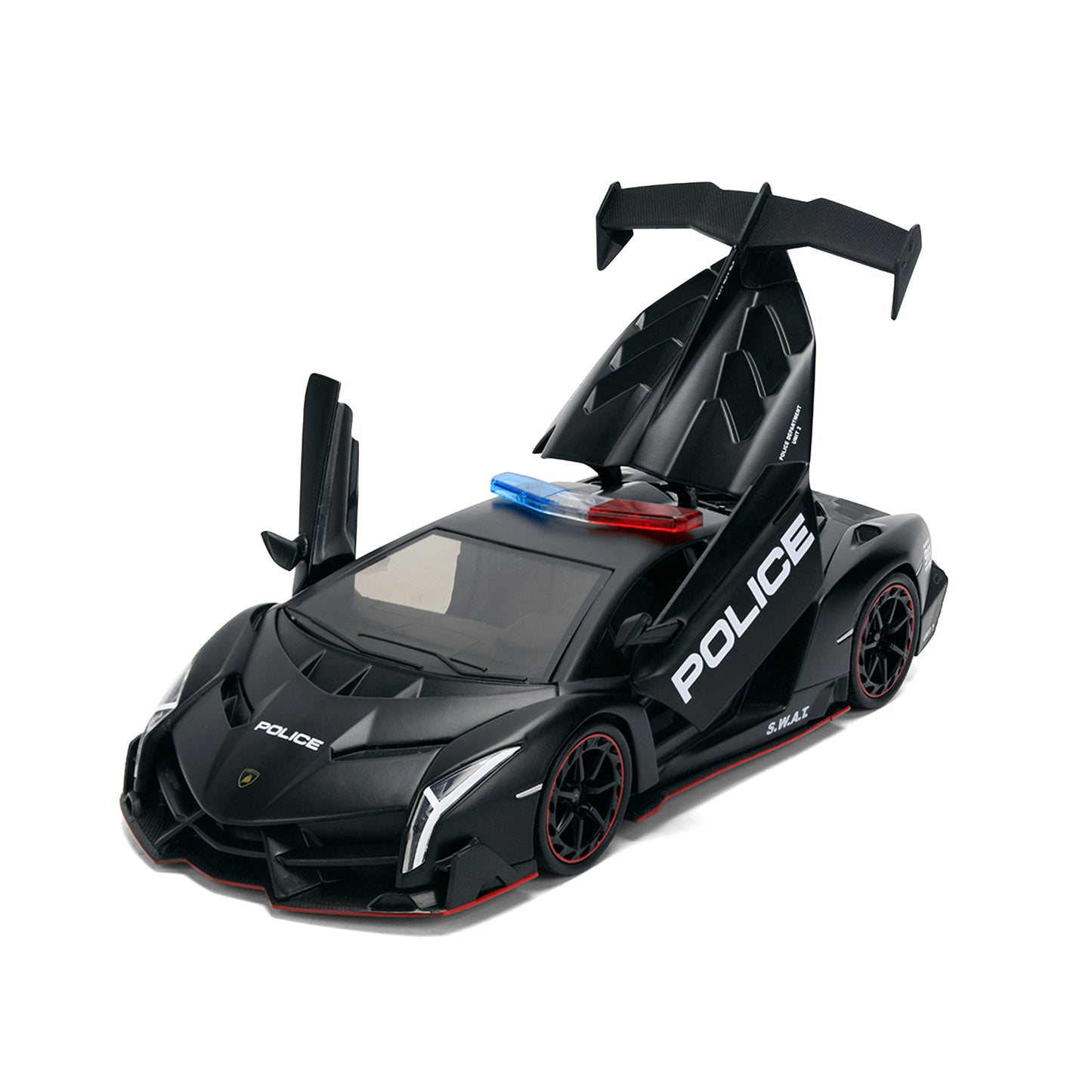 Lamborghini Veneno "Police" Matt Black "Hyper-Spec" Series 1/24 T&y Diecast Model Car by Jada