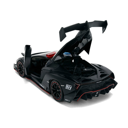 Lamborghini Veneno "Police" Matt Black "Hyper-Spec" Series 1/24 T&y Diecast Model Car by Jada