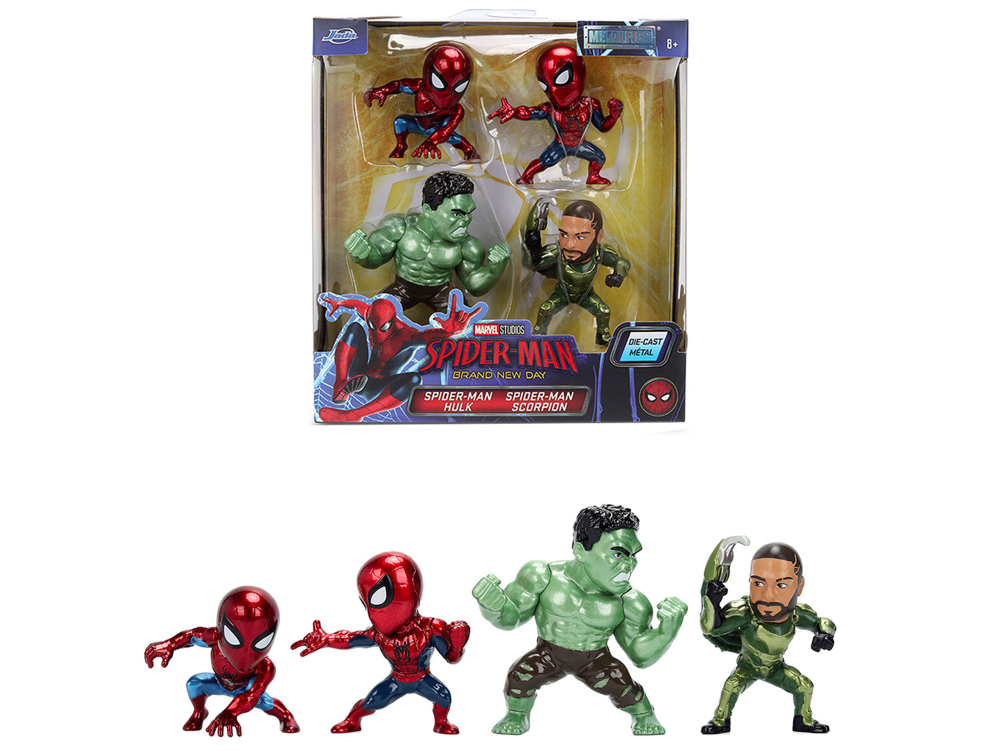 Set of 4 T&y Diecast Figures "Spider-Man: Brand New Day" (2026) Movie "Metalfigs" Series T&y Diecast models by Jada