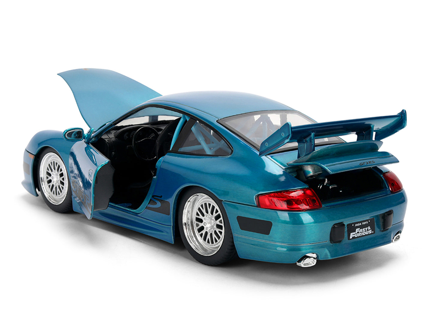 Porsche 911 GT3 RS (996) Blue Color Brush Finish "Fast Five" (2011) Movie "25 Years of Fast & Furious" Series 1/24 Diecast Model Car by Jada