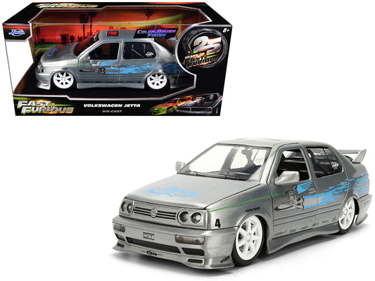 Volkswagen Jetta Raw Metal Color Brush Finish "The Fast and the Furious" (2001) Movie "25 Years of Fast & Furious" Series 1/24 T&y Diecast Model Car by Jada