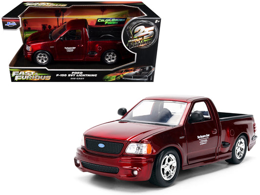Ford F-150 SVT Lightning Pickup Truck Red Color Brush Finish "The Fast and the Furious" (2001) Movie "25 Years of Fast & Furious" Series 1/24 T&y Diecast Model Car by Jada