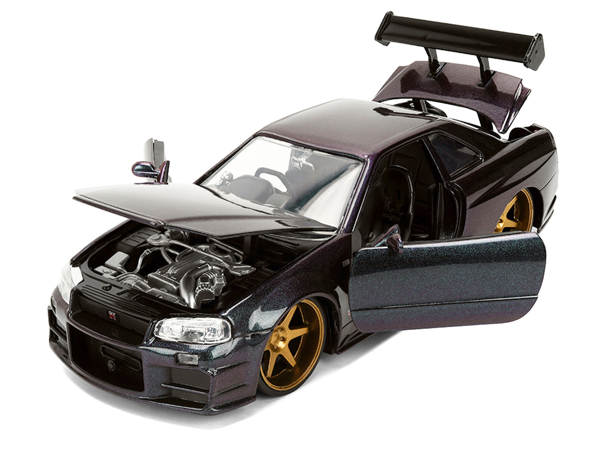 1999 Nissan Skyline GT-R (R34) RHD Magic Purple 1/24 Diecast Model Car - Jada