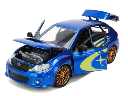 2012 Subaru Impreza WRX STI Blue Metallic Yellow 1/24 Diecast Model Car - Jada