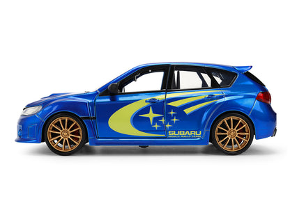 2012 Subaru Impreza WRX STI Blue Metallic Yellow 1/24 Diecast Model Car - Jada