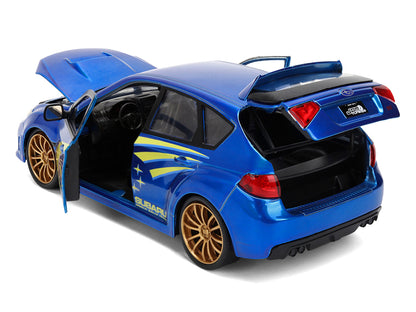 2012 Subaru Impreza WRX STI Blue Metallic Yellow 1/24 Diecast Model Car - Jada
