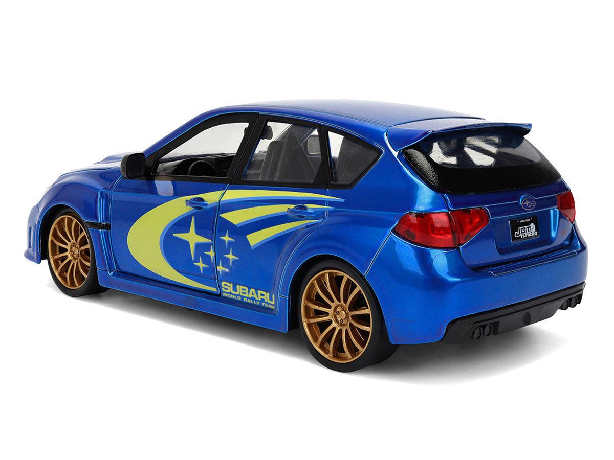 2012 Subaru Impreza WRX STI Blue Metallic Yellow 1/24 Diecast Model Car - Jada