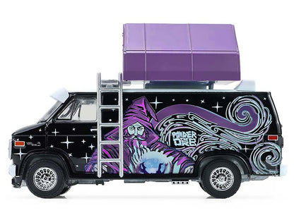 GreenLight 1978 GMC Vandura Custom Van Black with Wizard Graphics and White Top Camp'otel Cartop Sleeper Tent "The Great Outdoors" Series 4 1/64 Diecast Model Car by <h2>1978 Greenlight</h2> <p>High-q