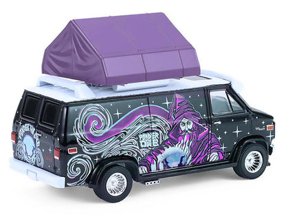 GreenLight 1978 GMC Vandura Custom Van Black with Wizard Graphics and White Top Camp'otel Cartop Sleeper Tent "The Great Outdoors" Series 4 1/64 Diecast Model Car by <h2>1978 Greenlight</h2> <p>High-q