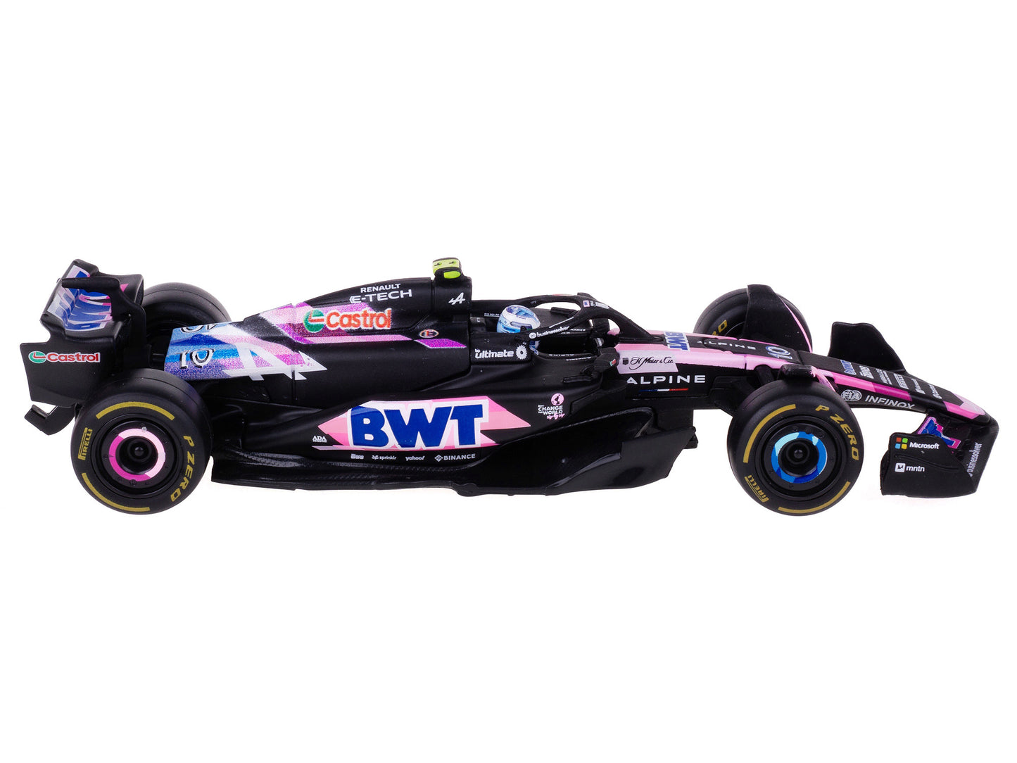 Alpine A524 #10 Pierre Gasly "BWT" "Formula One F1 World Championship" (2024) with Driver Figure and Display Case "Race" Series 1/43 T&y Diecast Model Car by Bburago