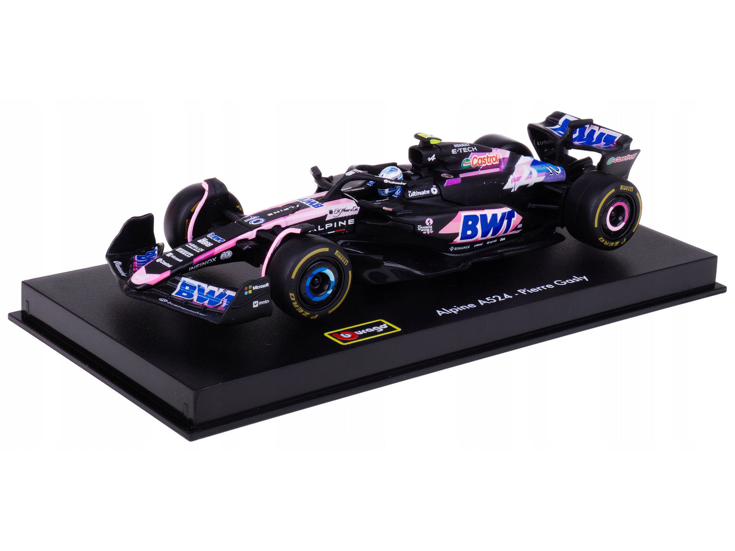Alpine A524 #10 Pierre Gasly "BWT" "Formula One F1 World Championship" (2024) with Driver Figure and Display Case "Race" Series 1/43 T&y Diecast Model Car by Bburago