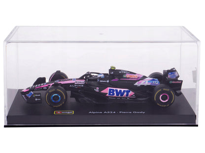 Alpine A524 #10 Pierre Gasly "BWT" "Formula One F1 World Championship" (2024) with Driver Figure and Display Case "Race" Series 1/43 T&y Diecast Model Car by Bburago