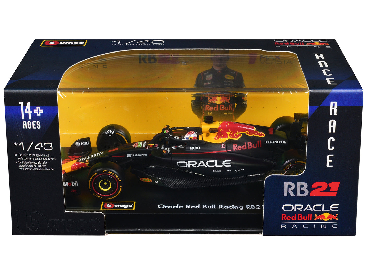 Red Bull Racing RB21 #1 Max Verstappen "Formula One F1 World Championship" (2025) with Display Case "Race" Series 1/43 T&y Diecast Model Car by Bburago