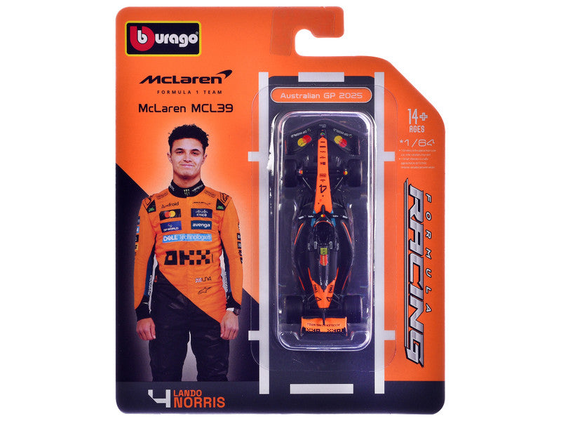 McLaren MCL39 #4 Lando Norris Winner Formula One F1 "Australian GP" (2025) "Formula Racing" Series 1/64 T&y Diecast Model Car by Bburago