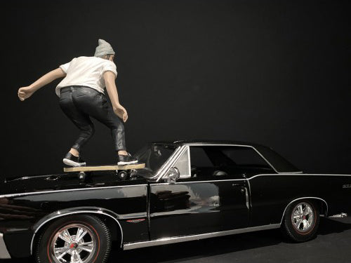 Skateboarder Figurine II for 1/24 Scale Models by American Diorama <h2>Skateboarder Diorama</h2> <p>High-quality diecast model car perfect collectors and enthusiasts. Features detailed interior exteri