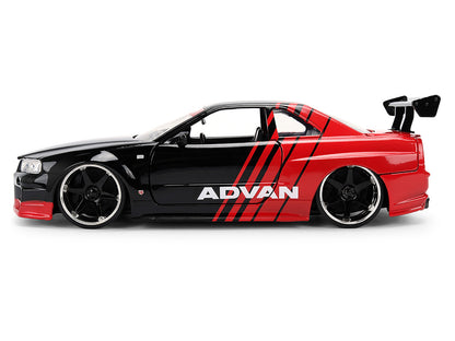 2002 Nissan Skyline GT-R (R34) RHD Black Red 1/24 Diecast Model Car - Jada