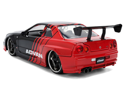 2002 Nissan Skyline GT-R (R34) RHD Black Red 1/24 Diecast Model Car - Jada