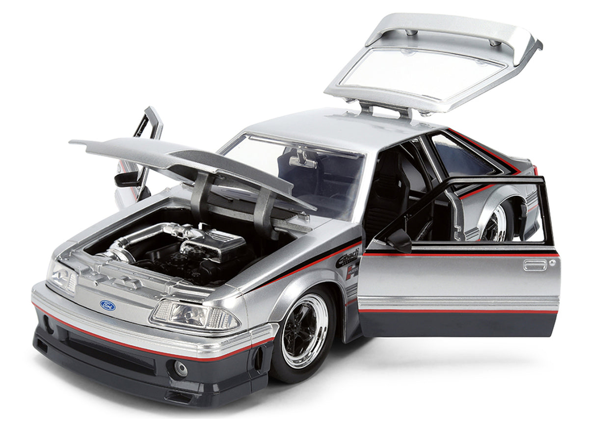 1989 Ford Mustang GT Silver Metallic Gray Black 1/24 Diecast Model Car - Jada