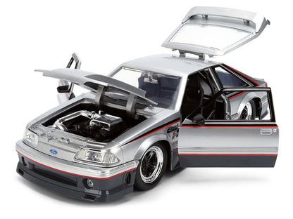 1989 Ford Mustang GT Silver Metallic Gray Black 1/24 Diecast Model Car - Jada