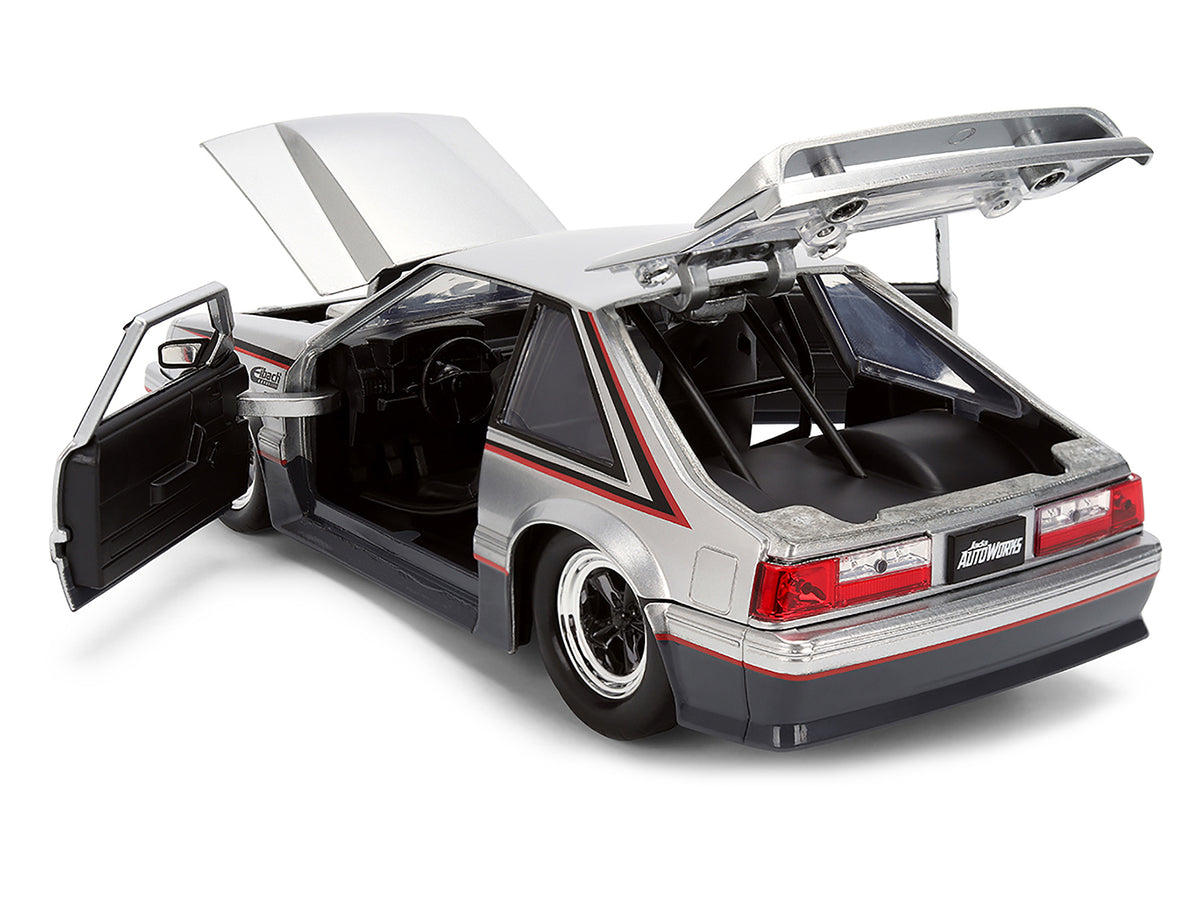 1989 Ford Mustang GT Silver Metallic Gray Black 1/24 Diecast Model Car - Jada