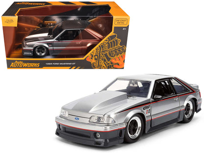 1989 Ford Mustang GT Silver Metallic Gray Black 1/24 Diecast Model Car - Jada