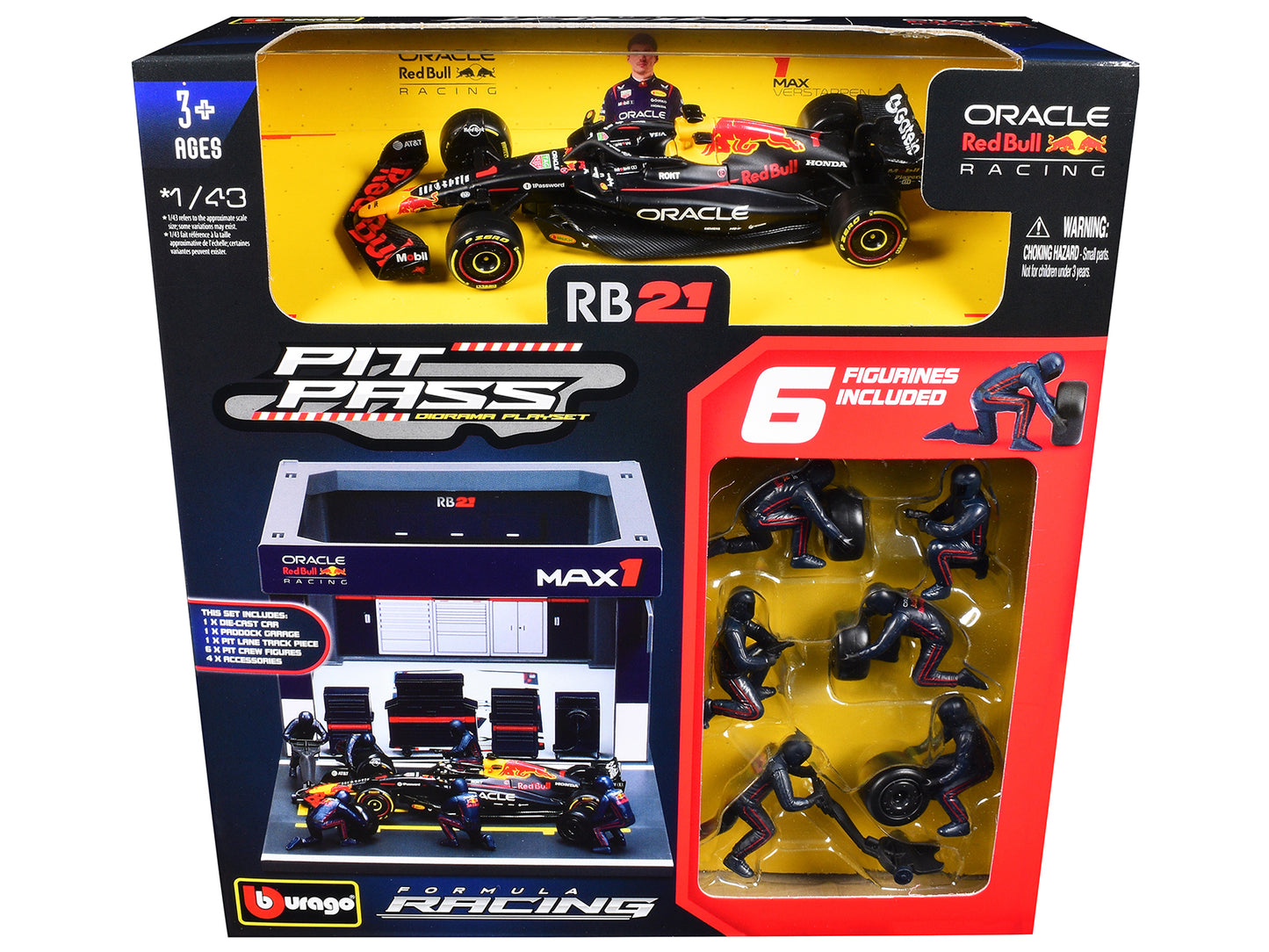 Red Bull Racing Pit Pass Diorama Set with RB21 #1 Max Verstappen "Formula One F1 World Championship" (2025) "Formula Racing" Series 1/43 T&y Diecast Model by Bburago