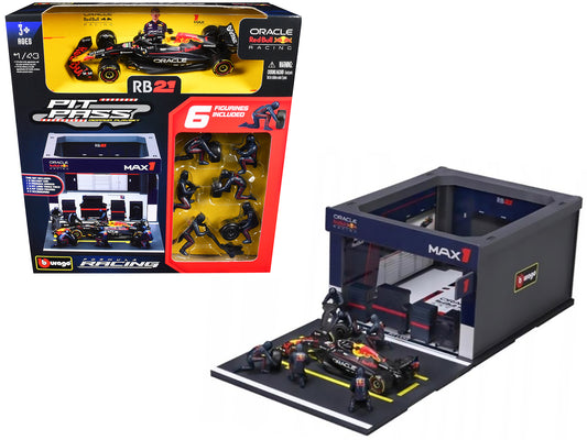 Red Bull Racing Pit Pass Diorama Set with RB21 #1 Max Verstappen "Formula One F1 World Championship" (2025) "Formula Racing" Series 1/43 T&y Diecast Model by Bburago