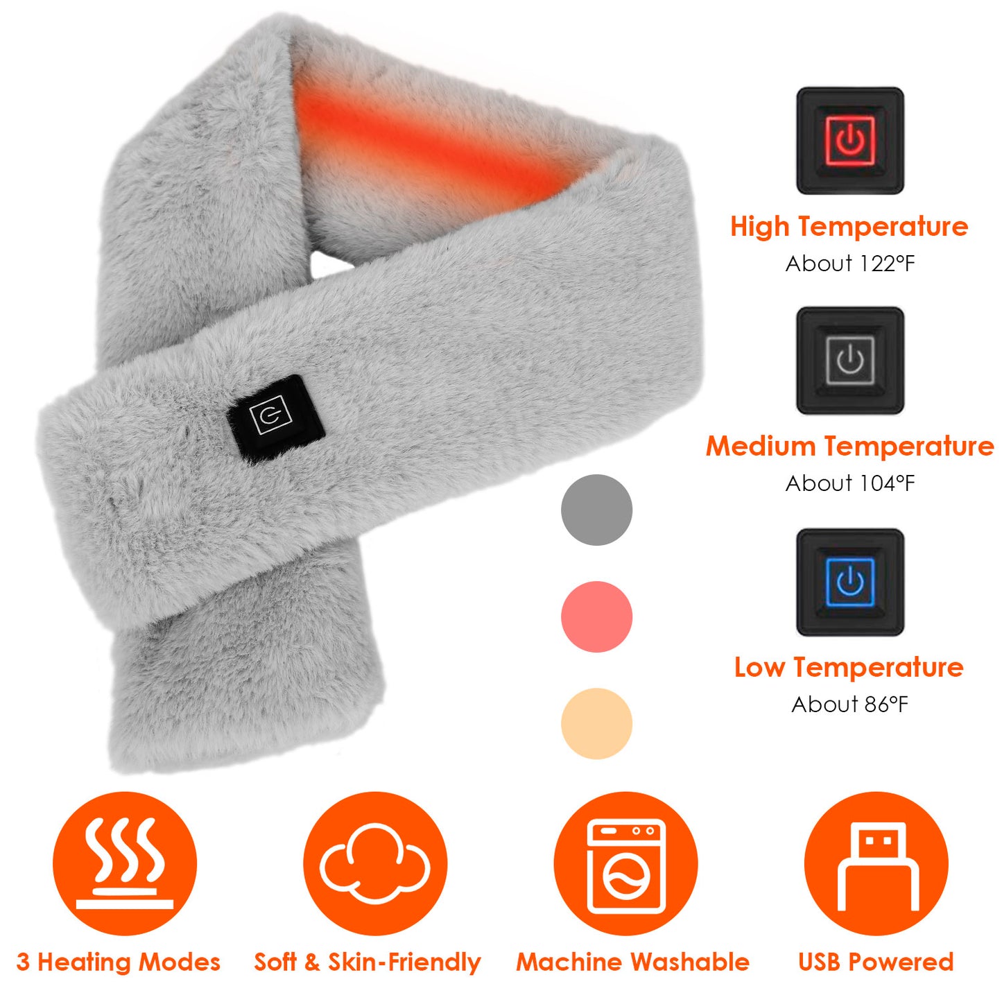 Electric Heated Scarf Usb Heating Neck Wrap Unisex Winter Shawl Soft Warm Scarv