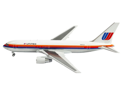 Boeing 767-200 Commercial Aircraft "United Airlines" (N601UA) White with Stripes 1/400 Diecast Model by V1:400