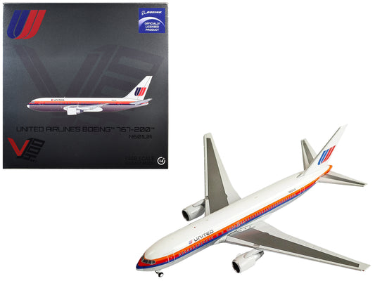 Boeing 767-200 Commercial Aircraft "United Airlines" (N601UA) White with Stripes 1/400 T&y Diecast Model by V1:400