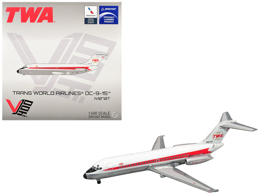McDonnell Douglas DC-9-15 Commercial Aircraft "Trans World Airlines" (N1070T) White with Red Stripes 1/400 T&y Diecast Model by V1:400